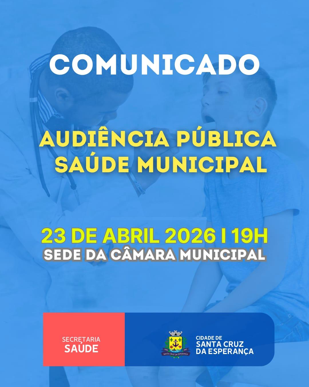 Comunicado: Audiência Pública da Saúde Municipal será realizada no dia 23 de abril