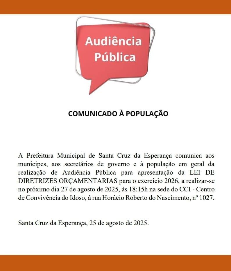 📢 Audiência Pública – Apresentação da LDO 2026